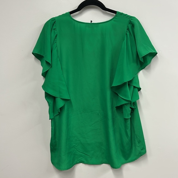 New eclair ruffle sleeve green blouse  L - Picture 5 of 5